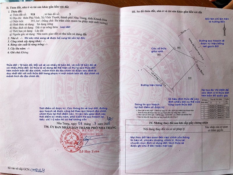 Nội dung trang 2 và trang 3 trong sổ hồng