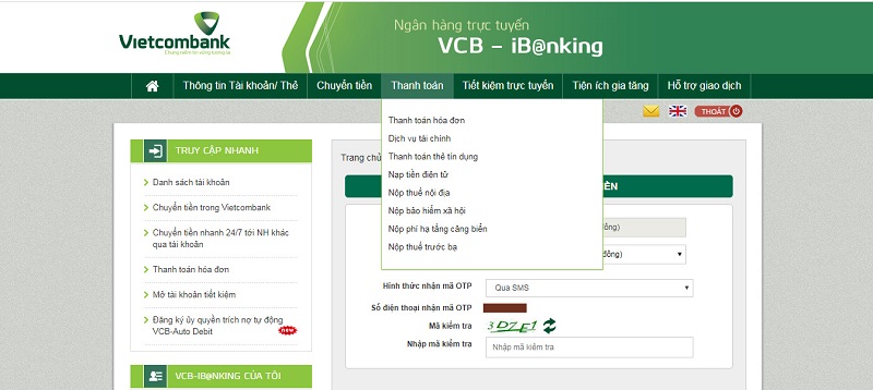 Thanh toán hóa đơn cho các loại dịch vụ khác nhau