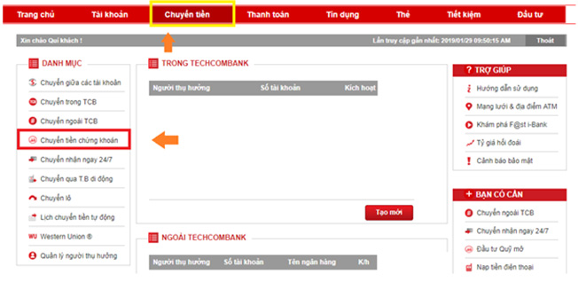 Chuyển tiền dễ dàng với Techcombank internet banking