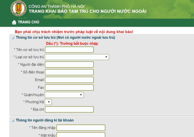 Đăng ký tạm trú cho người nước ngoài online
