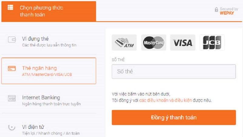 Khách hàng cần nạp tiền vào ví WePay trước khi tiến hành thanh toán
