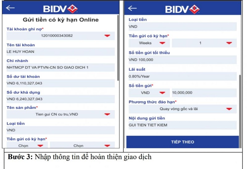 Mở sổ tiết kiệm BIDV online