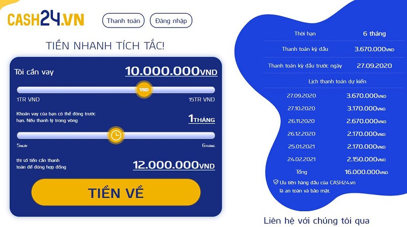 Lãi suất phụ thuộc vào các mức vay và thời gian chi trả của khách hàng