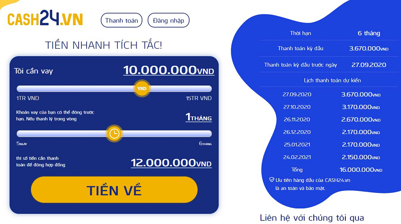 Mọi thông tin về khoản vay được Cash24 công khai minh bạch trong quá trình đăng ký