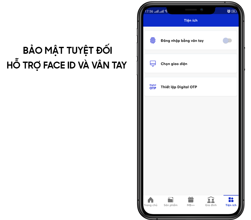 bảo mật vân tay và face id