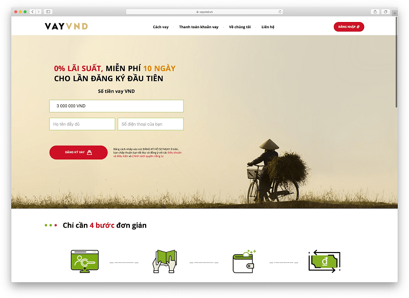 Vay tiền VayVND cực kỳ đơn giản chỉ với 4 bước