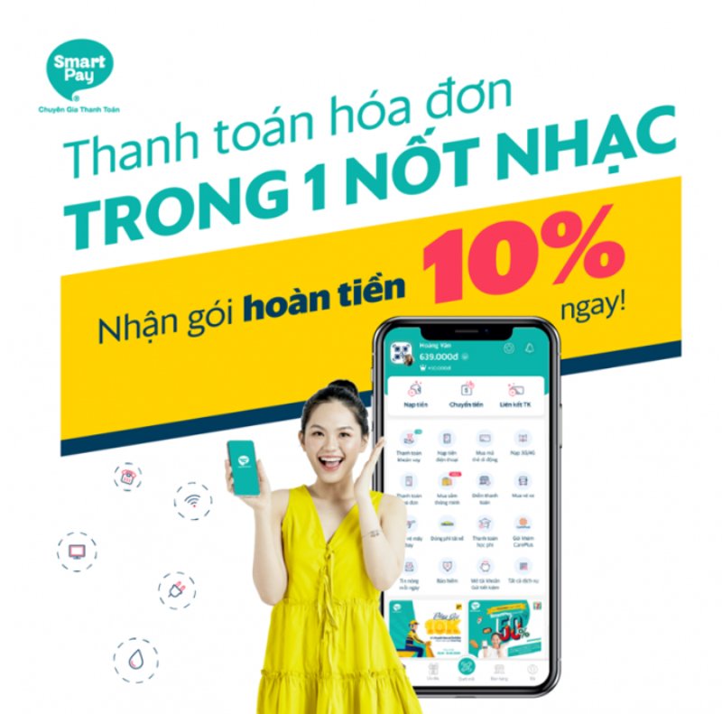 Ví SmartPay được tích hợp tính năng quét mã QR thông minh để thanh toán.