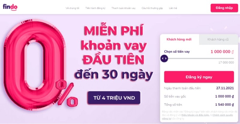 Vay tiền Findo, vay gấp 5 triệu nhận tiền ngay